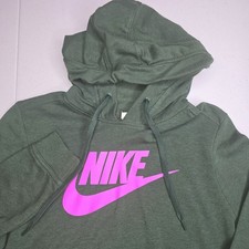 NIKE Youth Medium Green Hoodie With Pink Swoosh Sweatshirt Athletica -2202