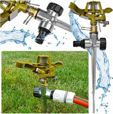 Irrigatore a Battente da Giardino 360° in Metallo con Getto Regolabile 24m