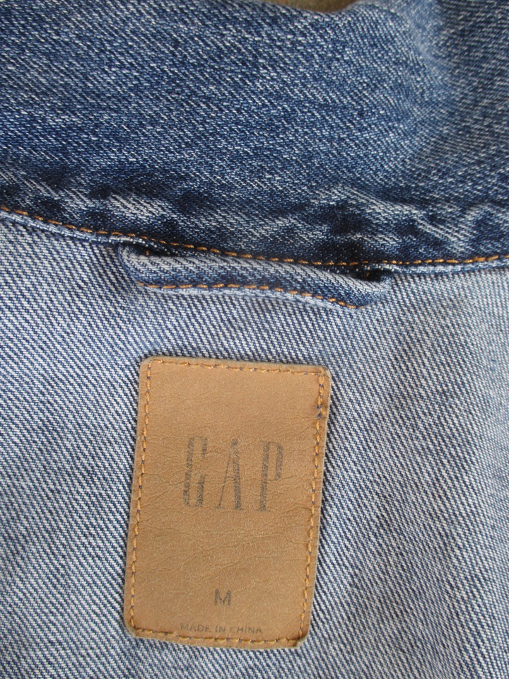 GAP Women MATERNITY ICON Blue JEAN Denim TRUCKER JACKET Button ROOMY ...
