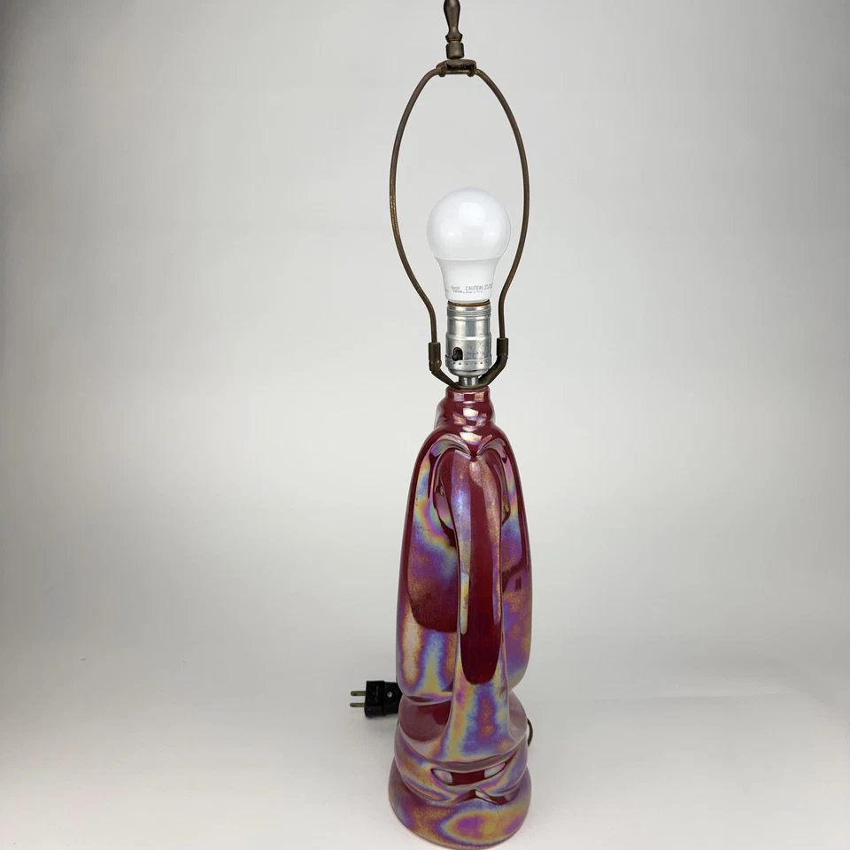 Винтажная современная настольная лампа середины века с капельной глазурью радужный керамический базовый абажур - Изображение 4 из 4