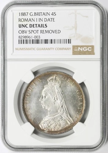 1887 Great Britain Silver Double Florin Roman I In Date NGC Unc Details KM#763