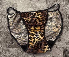 VICTORIA'S SECRET M LEOPARD SECOND SKIN SATIN VINTAGE RARE STRING BIKINI PANTIES