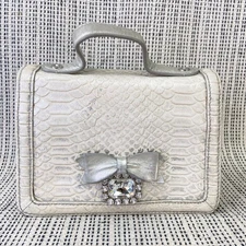 My Flat In London Mini Bag Y2K Glam Silver Top Handle Crossbody Rhinestone Bow