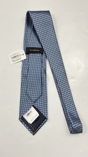 NWT Ermenegildo Zegna Blue Black Herringbone Stripe Tie 100 Silk 195 MSRP