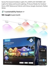 Govee Permanent Outdoor Lights Pro 200ft White Version New Sealed