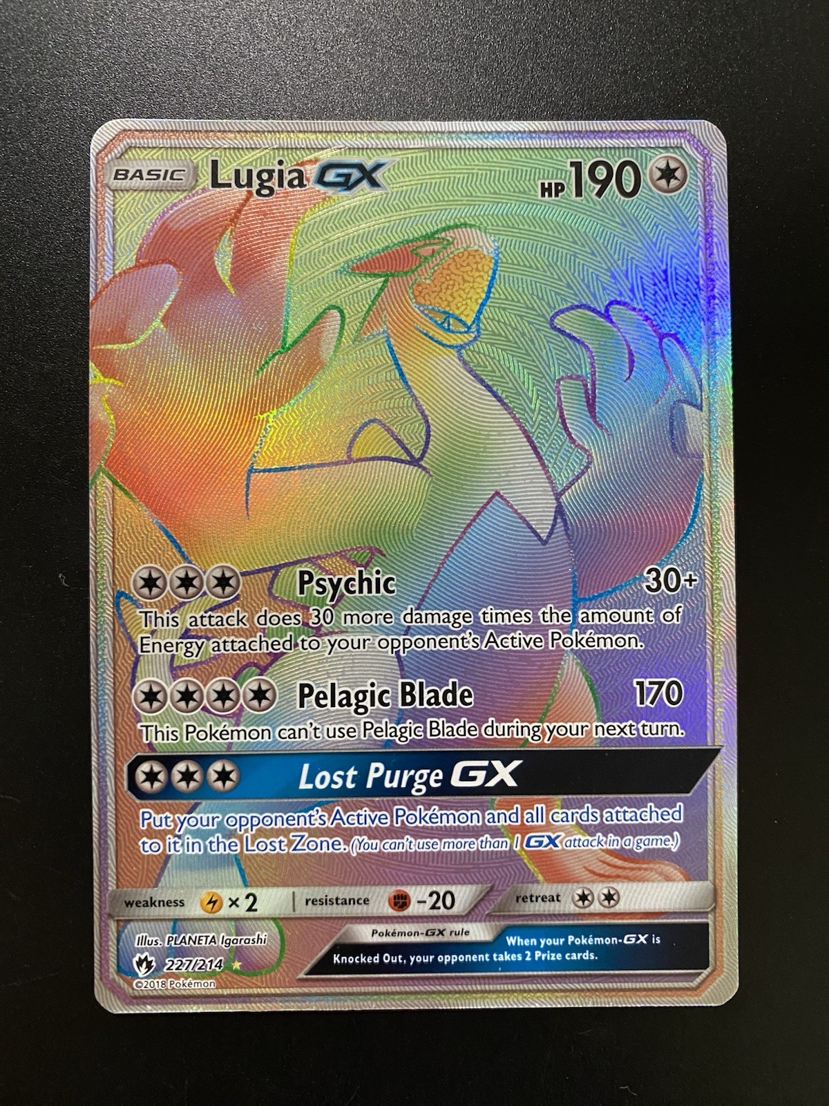 Lugia GX Lost Thunder Full Art Secret Rare 227/214 NM Pokemon TCG Sun & Moon