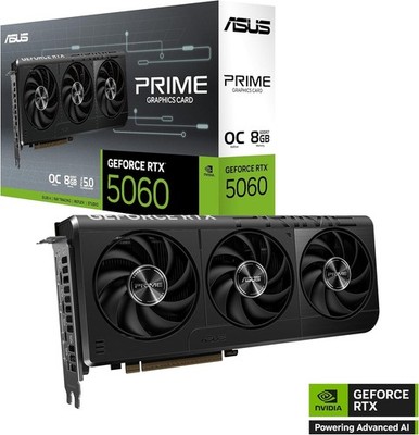 ASUS The SFF-Ready Prime GeForce RTX  5060 8GB GDDR7 OC Edition Graphics Card (P