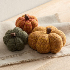 Knit Pumpkin Decor Soft Autumn Pumpkins Set of 3, Fall Style Gift