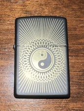 Zippo Yin Yang 2 Pattern Black Lighter-New & Sealed