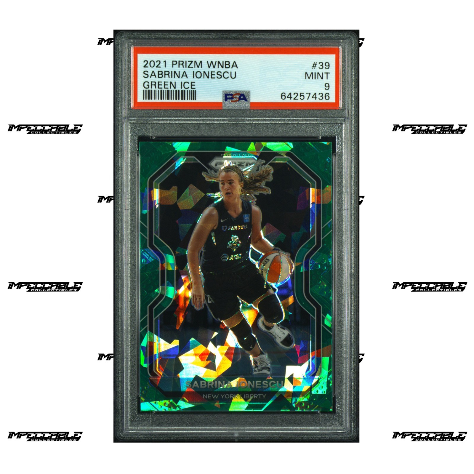 2021 Panini Prizm WNBA - Green Ice Prizm #39 Sabrina Ionescu SP PSA 9