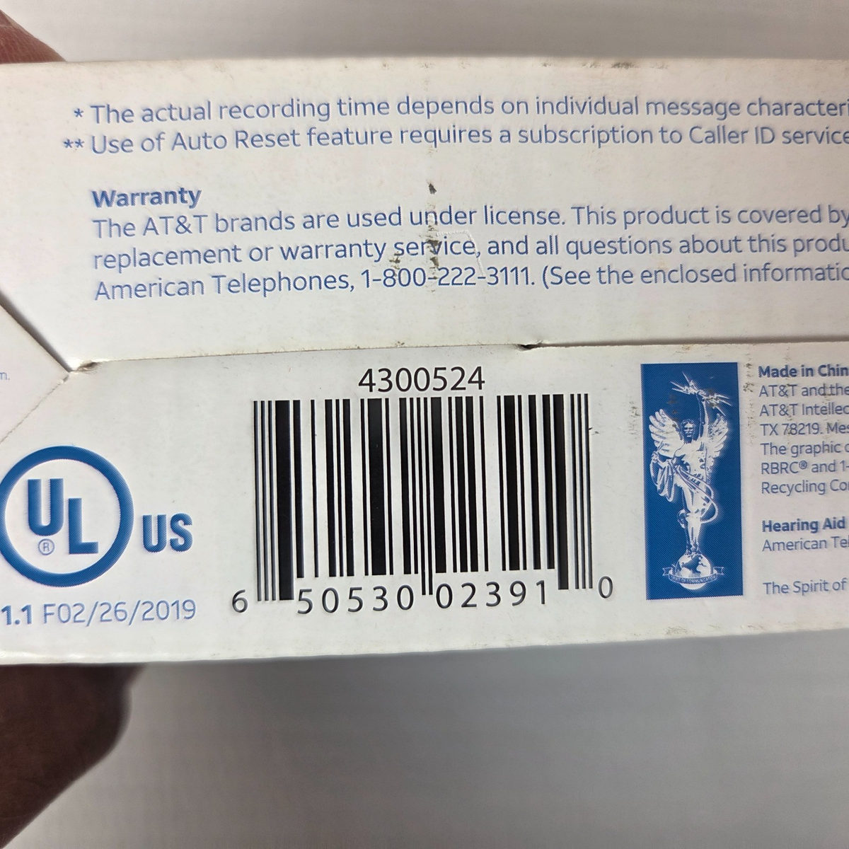 Répondeur Téléphonique AT&T 1740 Numérique Avec Horodatage, Boîte Ouverte