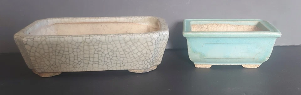 Crackle Glaze, Bonsai Pots / Planter X2. - Image 2 of 4