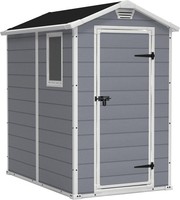 Keter Manor Outdoor Plastic Garden 6 x 4ft Durable Patio Storage Shed Grey