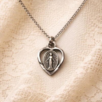 Vintage Marian Heart Necklace  Expressions of Faith  by McVan Inc.