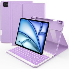 Purple Detachable Wireless Keyboard Case for iPad Air 11" M3 M2 2025 2024