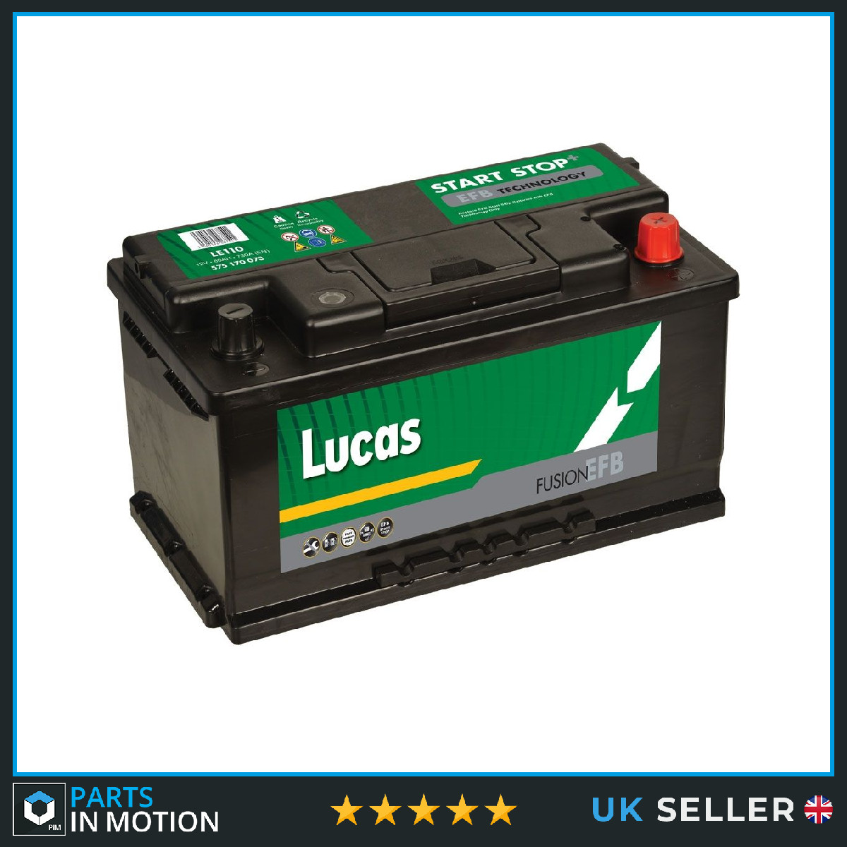 LE110 Lucas EFB Start Stop Car Battery 12V 75Ah