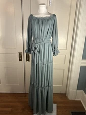 Baltic Born Lydia Tired Peasant Maxi Dress Womens Size XL Green Medieval NWT