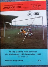 Limerick Utd v AZ67. European CWC.  1st Rd 1st leg. 15 Sept 1982. Programme.