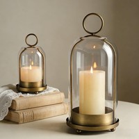Windlicht KerzenstäNder Messing-Optik 2Er-Set FüR Stumpenkerzen Deko