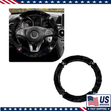 Diamond Fluffy Steering Wheel Cover 15 Inch Bling Crystal Rhinestoncolor Black