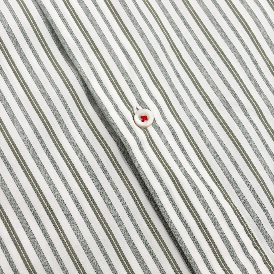 Camisa de Vestir ISAIA Napoli Rayas Abotonadas Cuello Extendido 17.5/44 Hecha en Italia Foto 3 de 4