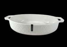 Blue Harbor 3 Qt Oval Baker Baking Dish Cassoulet White Embossed NEW
