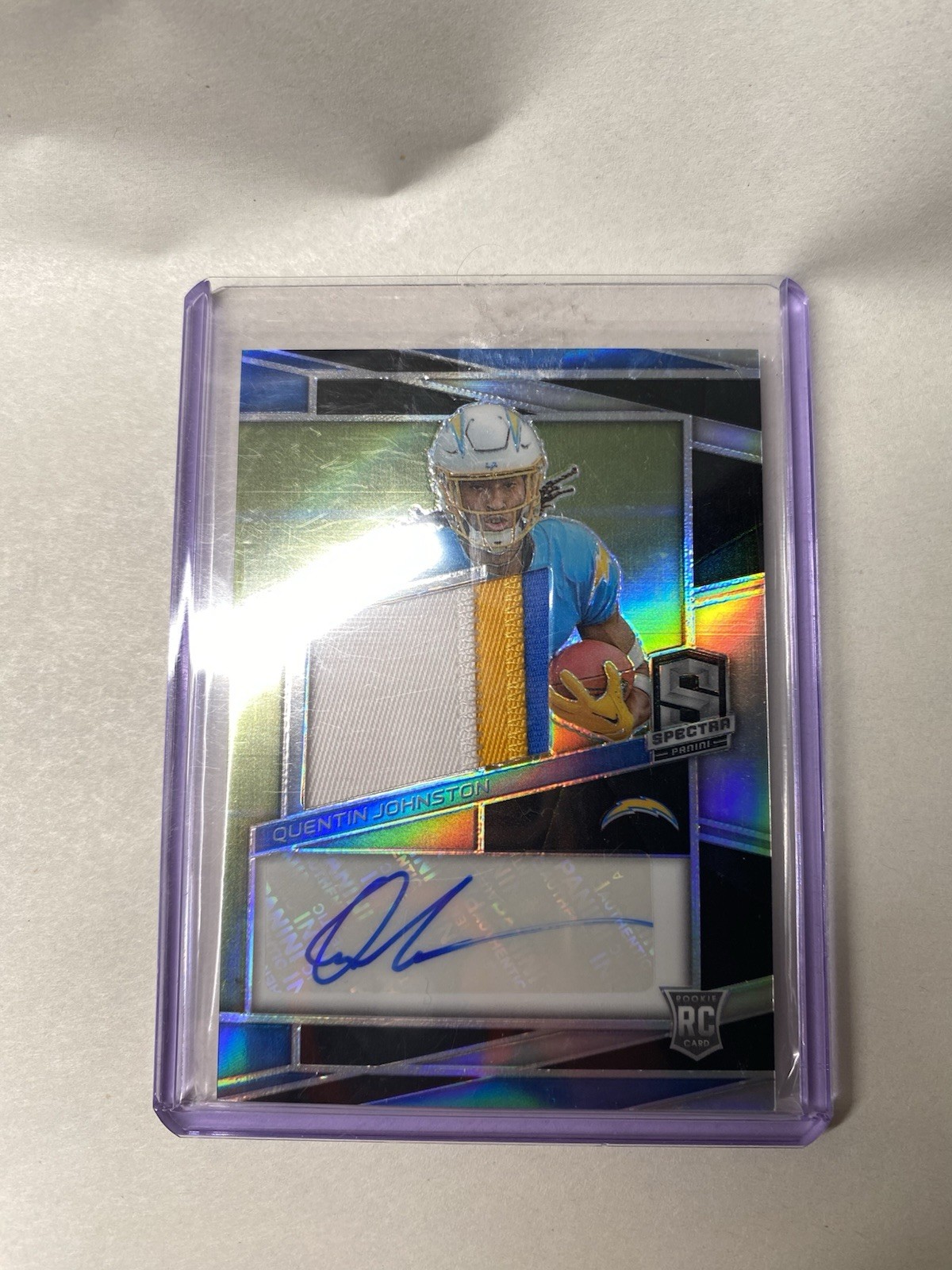 2023 Panini Spectra - Rookie Patch Autograph Quentin Johnston #229 /99 Tri Color