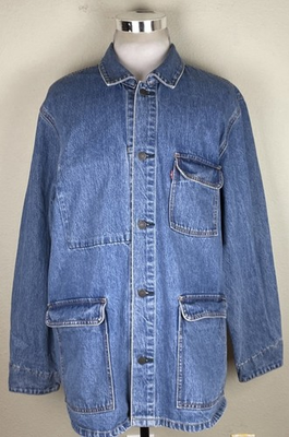 #ad Levi#x27;s Denim Chore Jacket Overcoat Men#x27;s Levis Utility Barn Coat Size XL $63.96