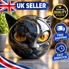 Black Cat Stone Figurine Resin Marble Texture Desk Decor Keepsake Gift