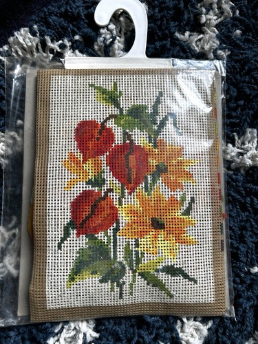 Needlepoint Kit Floral Boquet West Germany Vintage