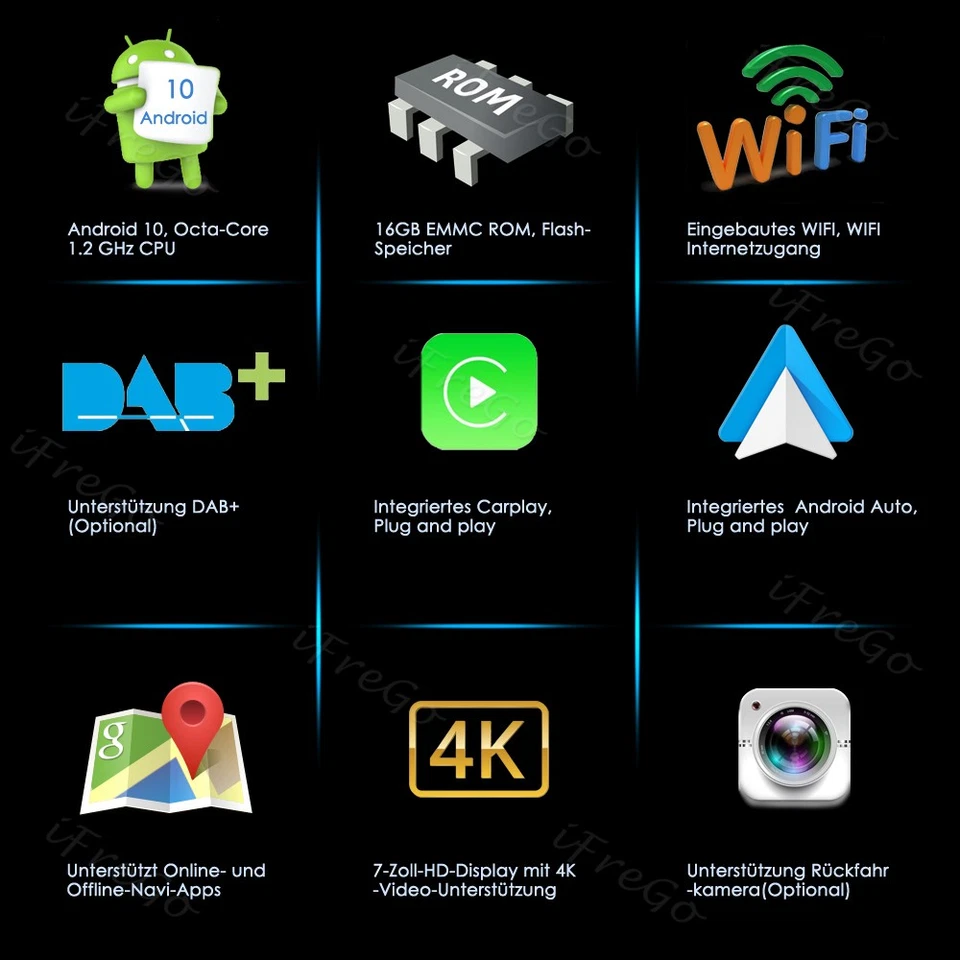 7" HD Android Autoradio für VW Seat Ibiza 6J (2009-2013) mit GPS WLAN DVD 2DIN - Bild 3 von 4