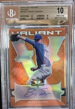 2018 Leaf Valiant Brady Singer On Card Rookie Auto #d 13/35 Beckett PRISTINE 10