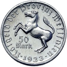 1923 Westphalia 50 Mark Coin