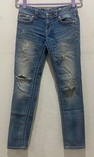 Women's Miss Me Cuffed Skinny Jeans Tag Size 27 Actual Size 29x29 Accent Stitch