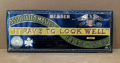 Barber Shop Sign Associated Master Member License Pays To Look Well Hair Cut 1