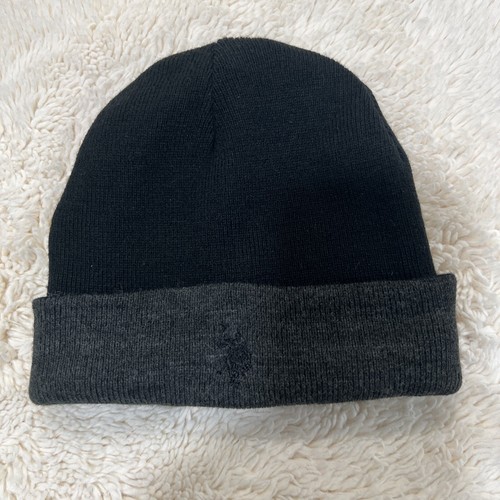 U.S. Polo Assn. Unisex Reversible Black/Grey Beanie Hat One Size - Picture 17 of 17