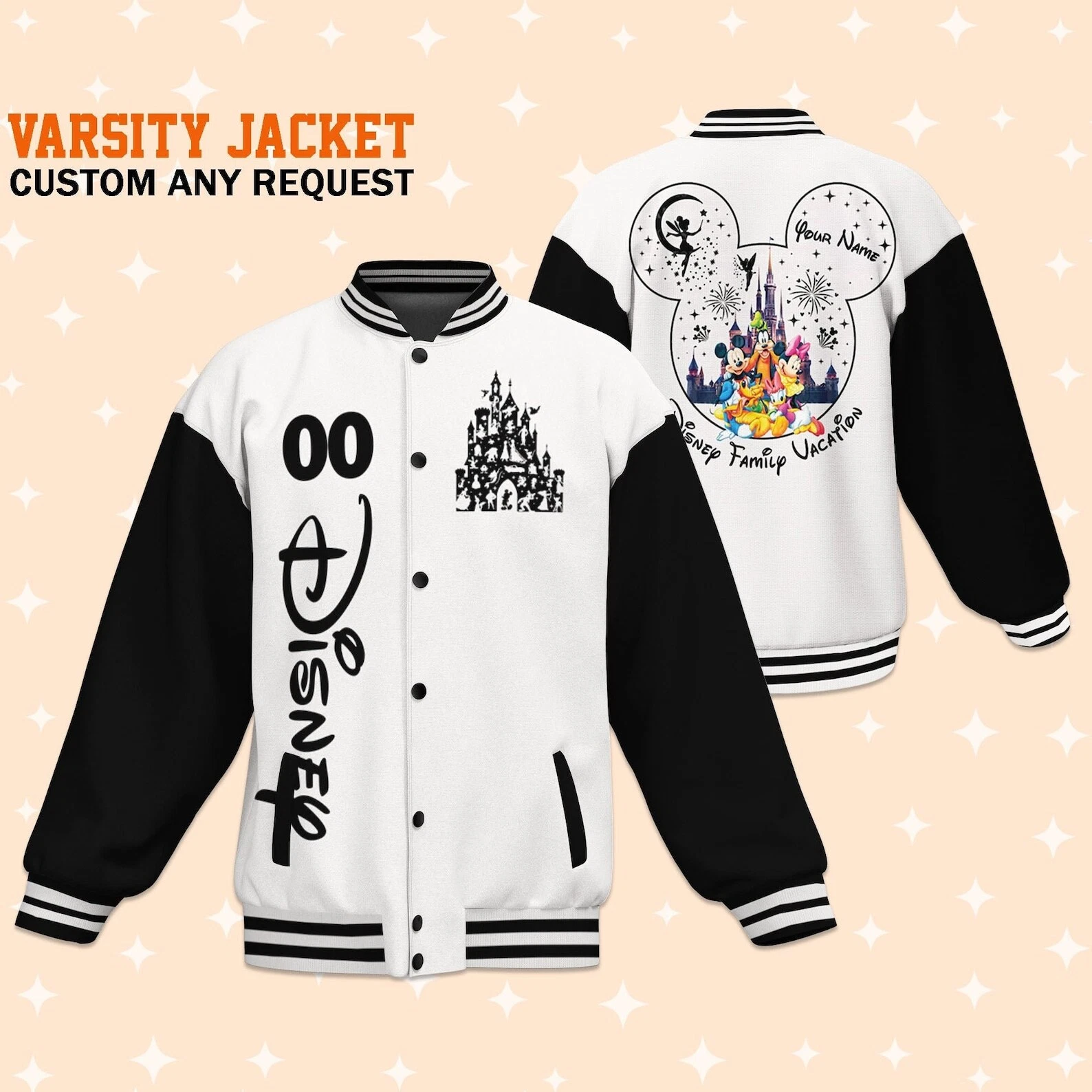 Custom Disney Trip Family Baseball Jacket, Adult Varsity Jacket, Personalized