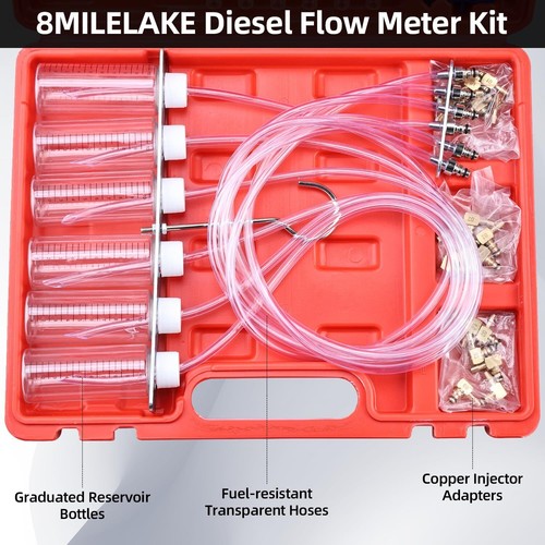 6 Cylinder Diesel Injector Flow Meter Tester Common Rail Adaptor Test Tools Kit - Picture 8 of 9