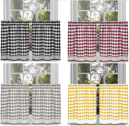 Tende a quadri da caffè a scacchi Country Farmhouse - colori e misure assortite - Foto 1 di 16