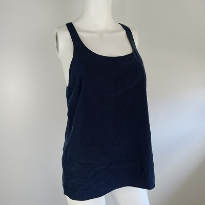 #ad Express Women#x27;s Tank Top Blouse Size Small Navy Blue Racerback Fully Lined $19.70