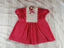 Baby Girls 60s Vintage Nannette Pink Velvet Christmas Holiday Dress 1T 12 Months