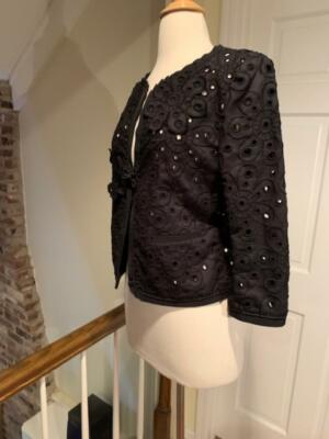 Vintage Moschino Cheap & Chic Black Eyelet Cropped Jacket Size 42/8