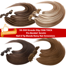 Keratin Fusion Pre Bonded Nail U Tip Glue 100 Virgin Human Hair Extensions 24in