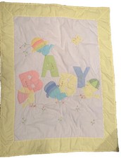 House of Hatten Baby Quilt Chicks In Hats Butterflies Flowers 36  x 46  Vintage