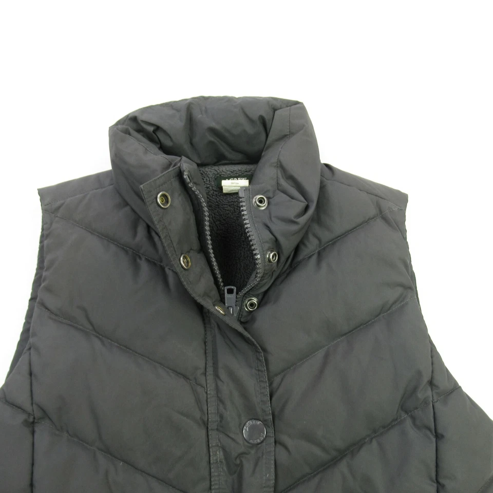 J. Crew Jacket Womens XS Puffer Vest Sleeveless Gray Full Zip Down Lightweight - Image 2 of 4