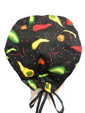 Surgical Scrub Cap Unisex Nurse Biker Welder Doctor Technician Hot Peppers