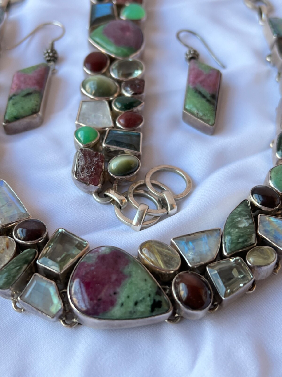 MOONSTONE TOPAZ QUARTZ RUBY LABRADORITE NECKLACE … - image 6