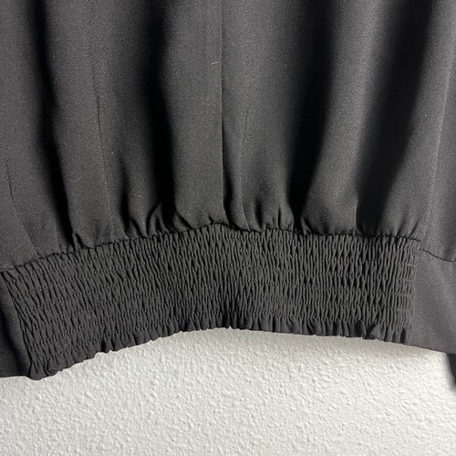 Nine West Black Long Sleeve Smocked Waist Blouse Twist Front Career Work Size L - Picture 4 of 8