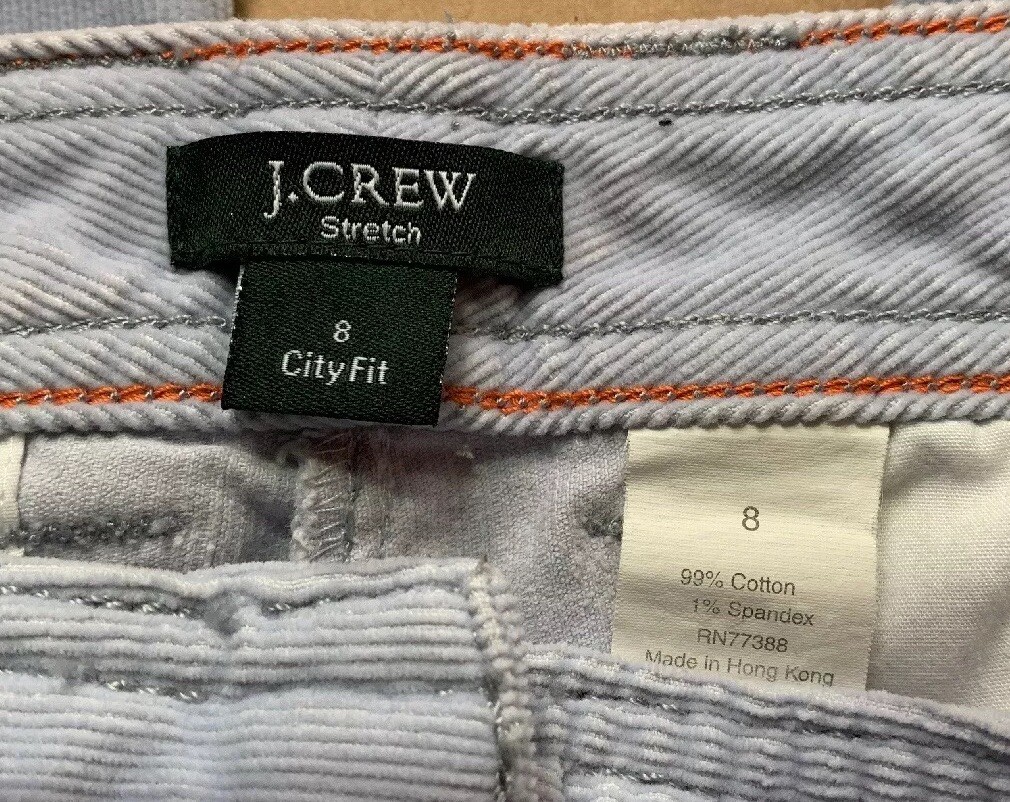 J. CREW CITY FIT WOMEN'S CORDUROY PANTS, SIZE 8, LIGHT BLUE, DRY CLEANED, 32x30 image 2