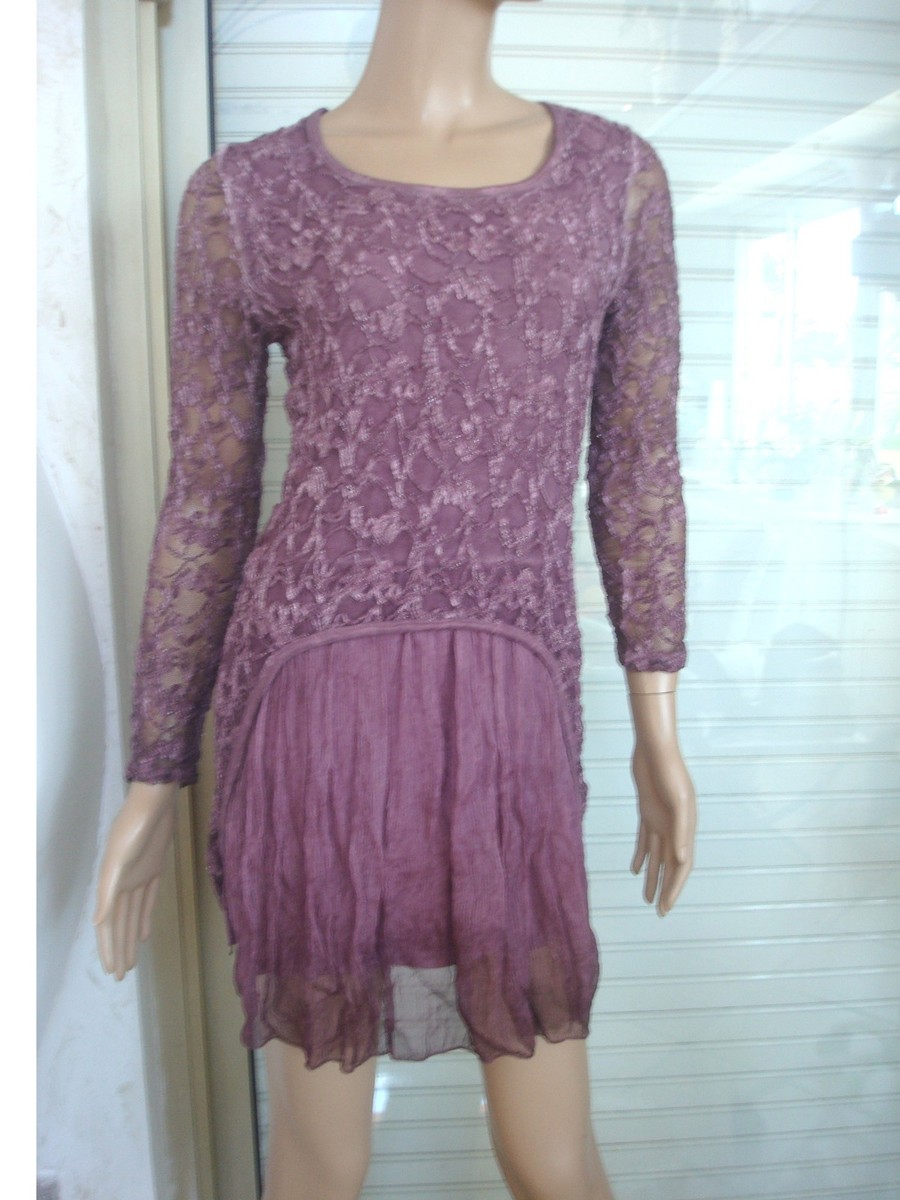 Robe Tunique Double Jeu Voile Dentelle Rose - Taille Unique 36/42 - Neuf Avec étiquettes